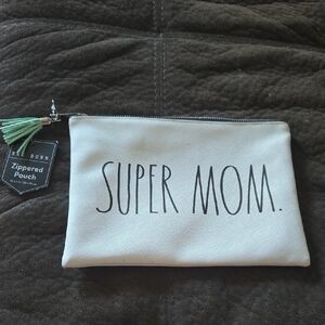 Rae Dunn White 'Super Mom' Pouch